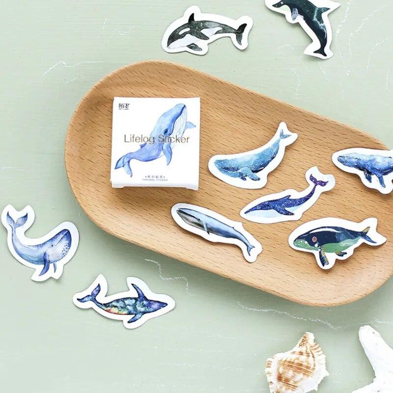 45 pcs box Kawaii ocean whale paper sticker decoration DIY diary scrapbooking sticker children's
