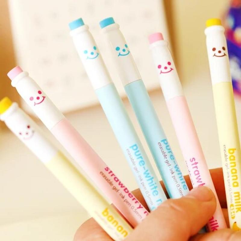 3 pcs lot 0.5mm Cute Kawaii Erasable Gel Pen Milk Plastic Pen for Kids Gift School Supplies