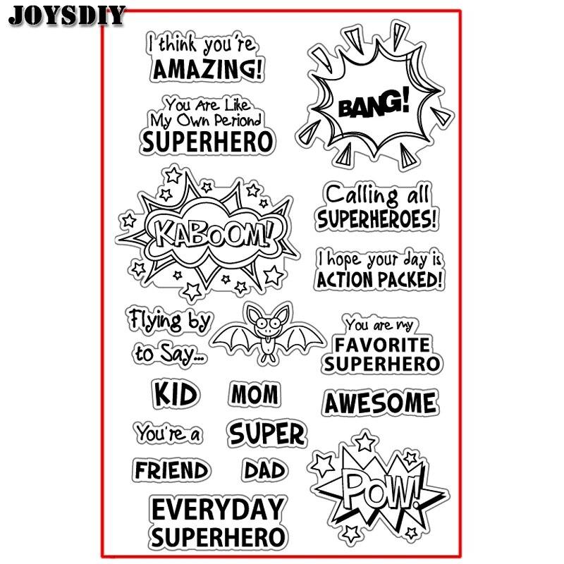 AMAZING BANG SUPER POW AWESOME Scrapbook DIY photo cards account rubber stamp clear stamp