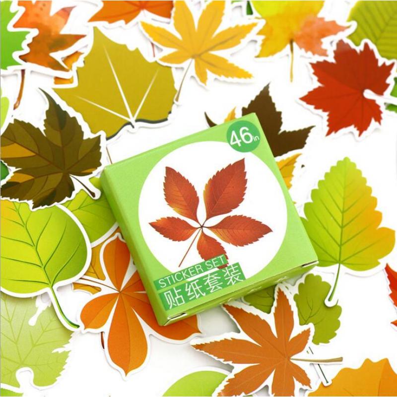 46 pcs pack The Leaves of Autumn Label Stickers Set Decorative Stationery Stickers Scrapbooking DIY