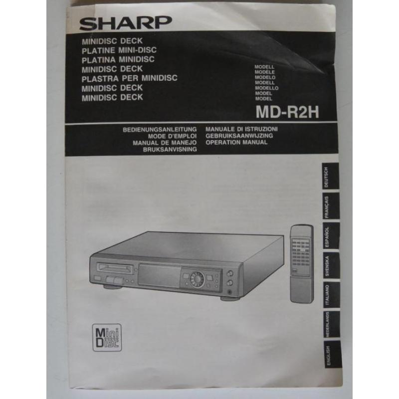 Minidisk recorder deck SHARP MD-R2H
