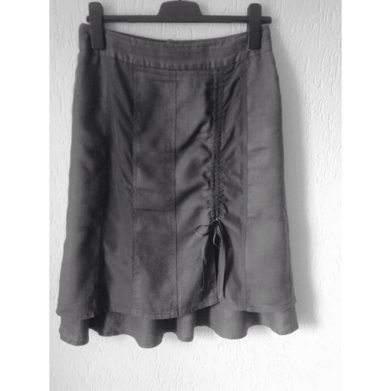 Pracht linnen rok,(Bonita), mt 38,grijs,gevoerd,leuke detail