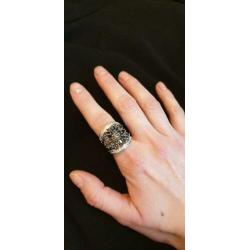 925 zilver ring statement onix 8 18 9 19 vintage retro