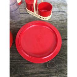 Vintage mepal camping servies rood