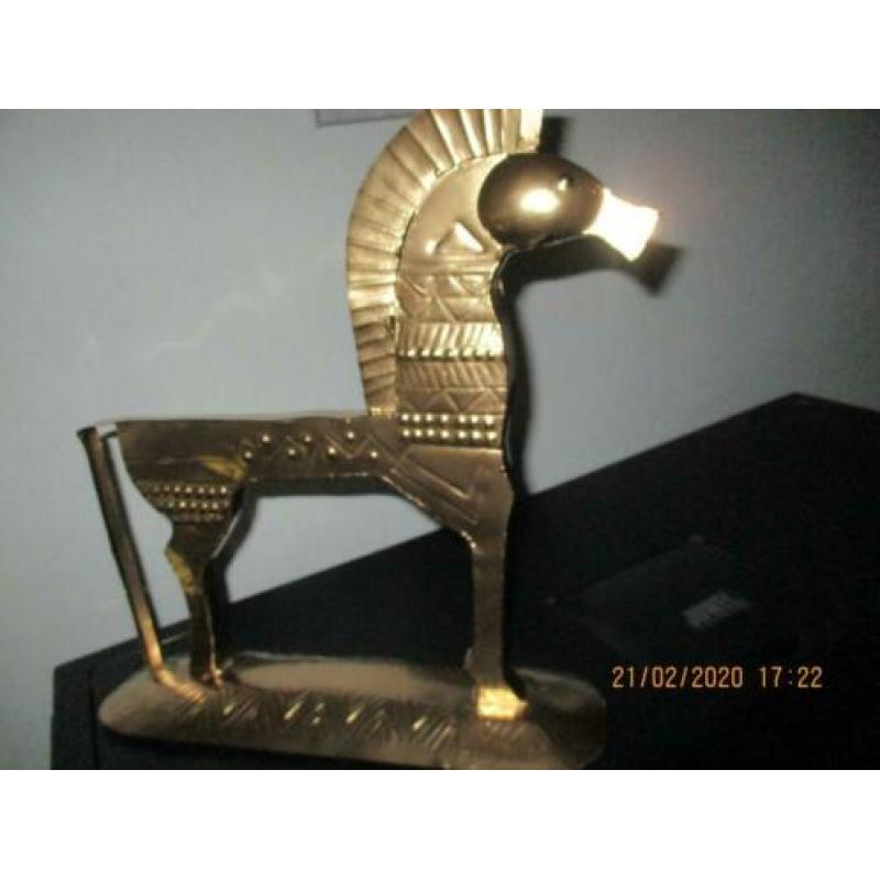 Beeld paard van bronsplaat gemaakt 31,5 x 8,5 x 32 cm hoog