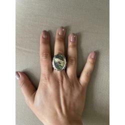 Zilver ring met abalone steen