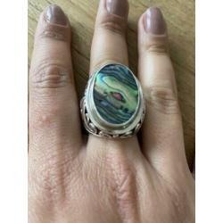 Zilver ring met abalone steen
