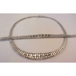 Antieke armband + halsketting, zilver, set, met Saffieren