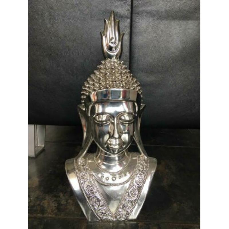 Zilverkleurig Buddha buste