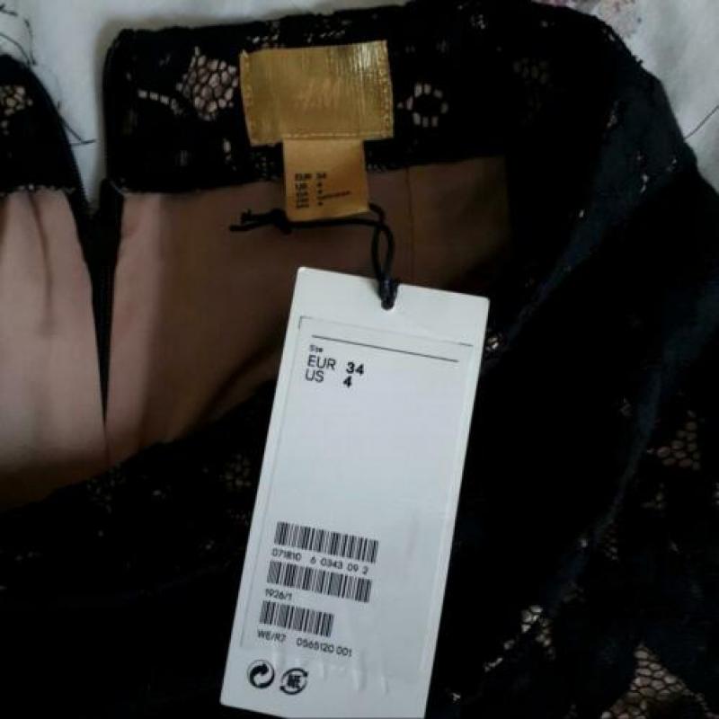 H&M zwarte kanten rok maat 34 nieuw