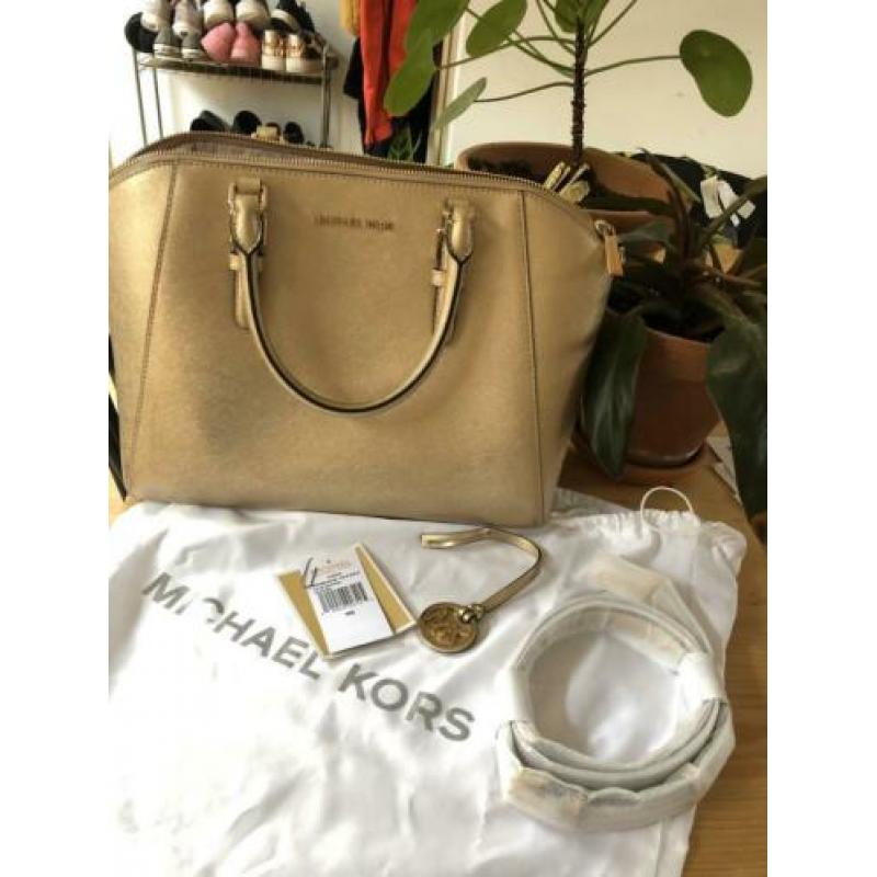 Gouden Ciara Michael Kors tas met bon hengsel en zakje