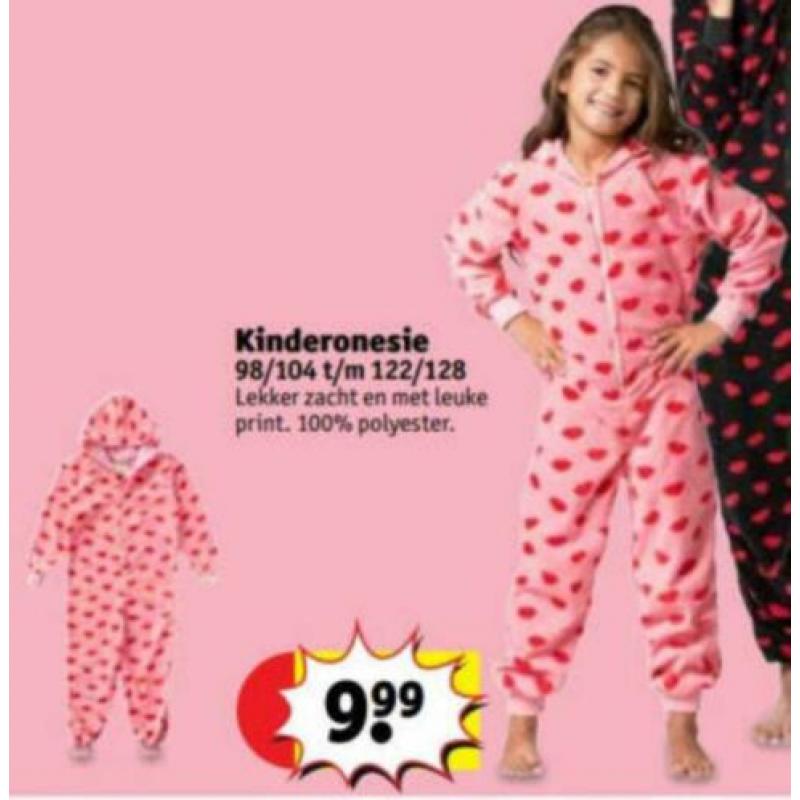 Nieuw ! Kinder onesie / pyjama roze maat 98/104