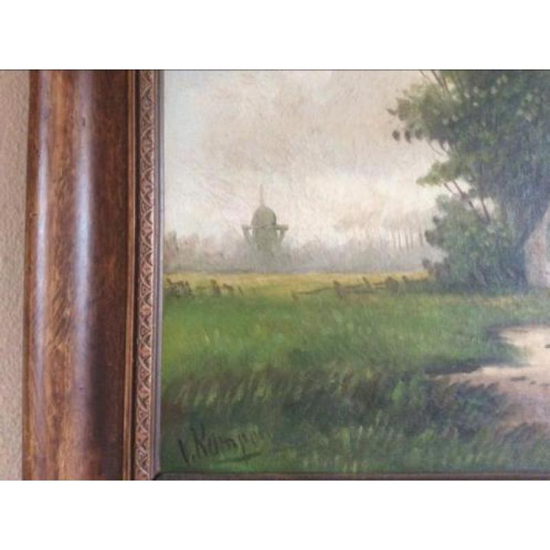 Oud schilderij landelijk boerderij