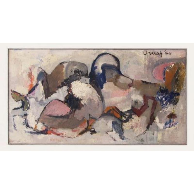 schilderij van Kees Graaf (Texel 1930 - ) - 'Liggend Naakt'