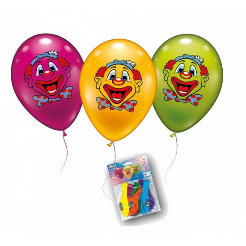 Feestartikelen diversen AlleKleurenShirts Clowns gezicht ballonnen 6 stuks