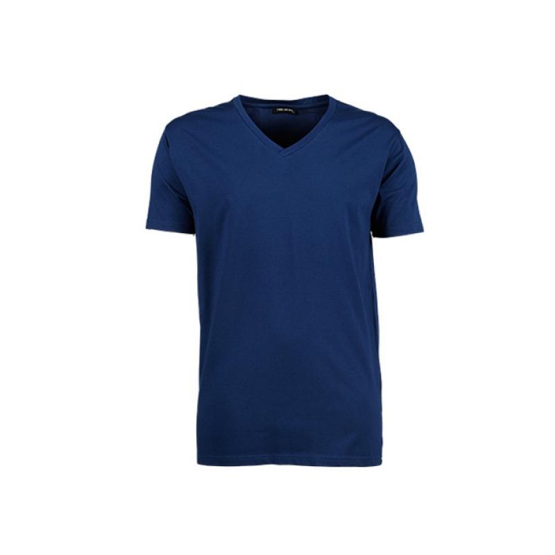 Indigo blauw stretch shirt met V hals Teejays nieuw