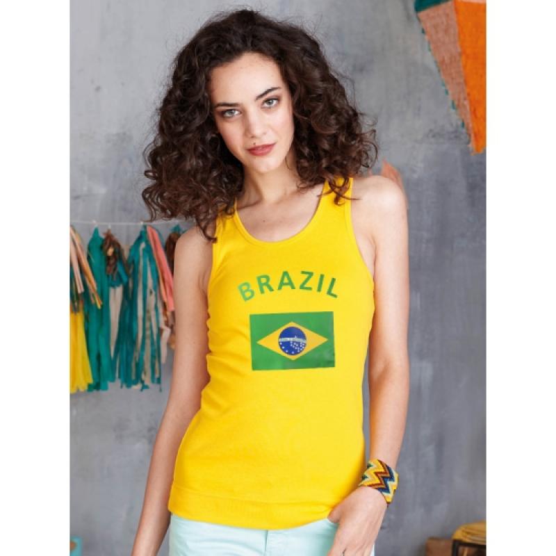 Shoppartners Brazilie dames top geel Landen versiering en vlaggen
