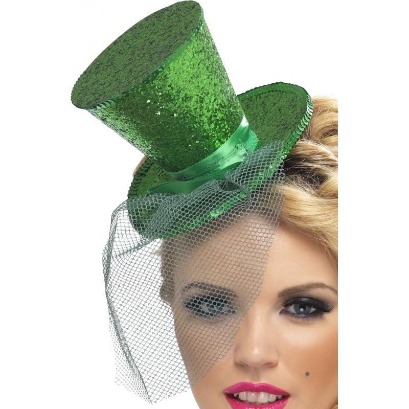 Carnaval Groen glitter hoedje Smiffys Feest hoeden