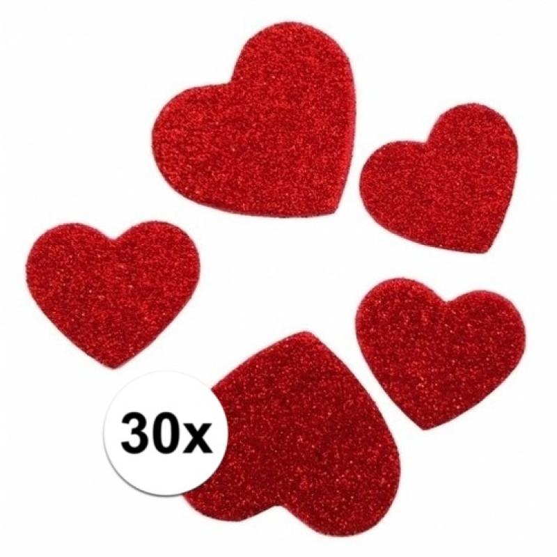 Valentijn feestartikelen 30 stickertjes in de vorm van hartjes