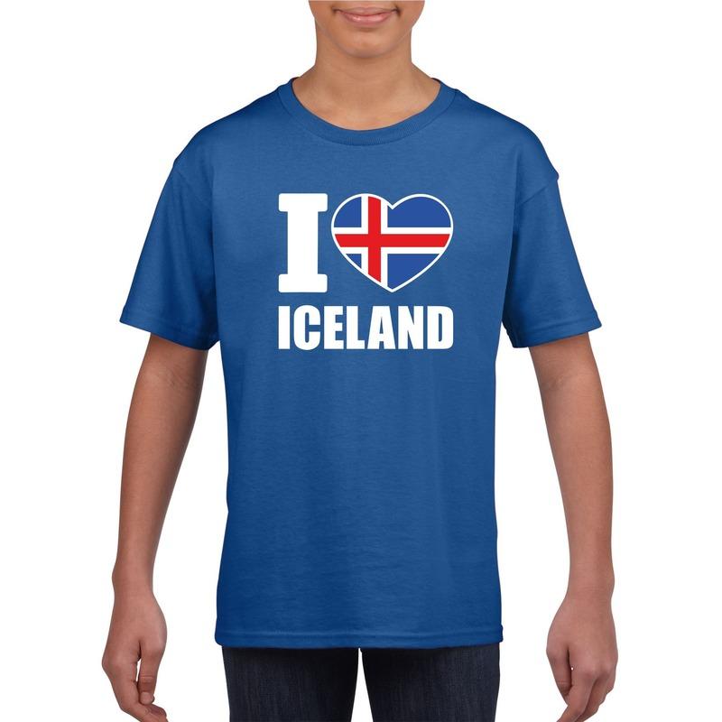 Blauw I love Ijsland fan shirt kinderen Shoppartners Schitterend