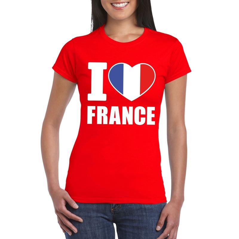 Rood I love Frankrijk fan shirt dames Shoppartners Landen versiering en vlaggen